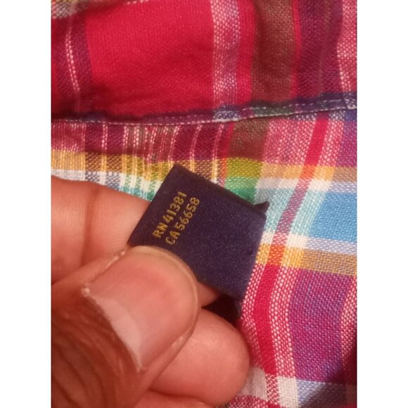 Ralph Lauren Shirt Mens Medium M Madras Plaid Multicolor Button Down 100% Linen - Picture 11 of 14